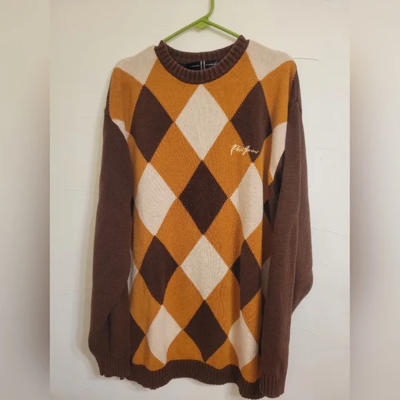VINTAGE PHAT FARM OVERSIZED ARGYLE SWEATER Sz XL - Picture 2 of 8